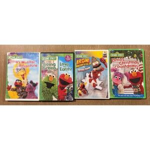Seasme Street Elmo DVD Lot of 4 Musical Adventure, Being Green Love Earth, Iron